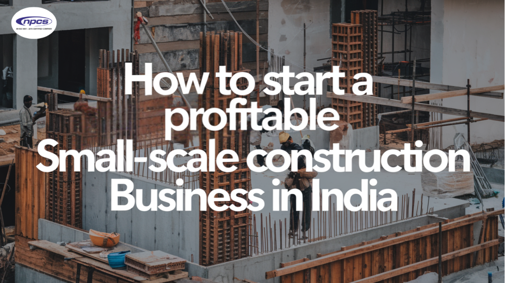 Profitable small-scale construction business site in India with workers and scaffolding.